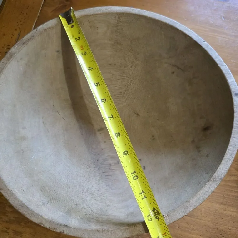 Marquette Wooden Primitive Farmhouse Dough Bowl 14